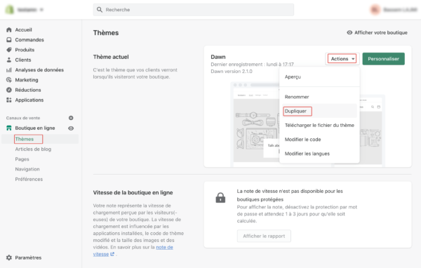 Comment dupliquer un theme Shopify